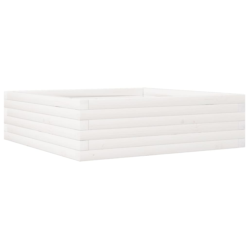 Sodo lovelis, baltas, 80x80x23cm, pušies medienos masyvas