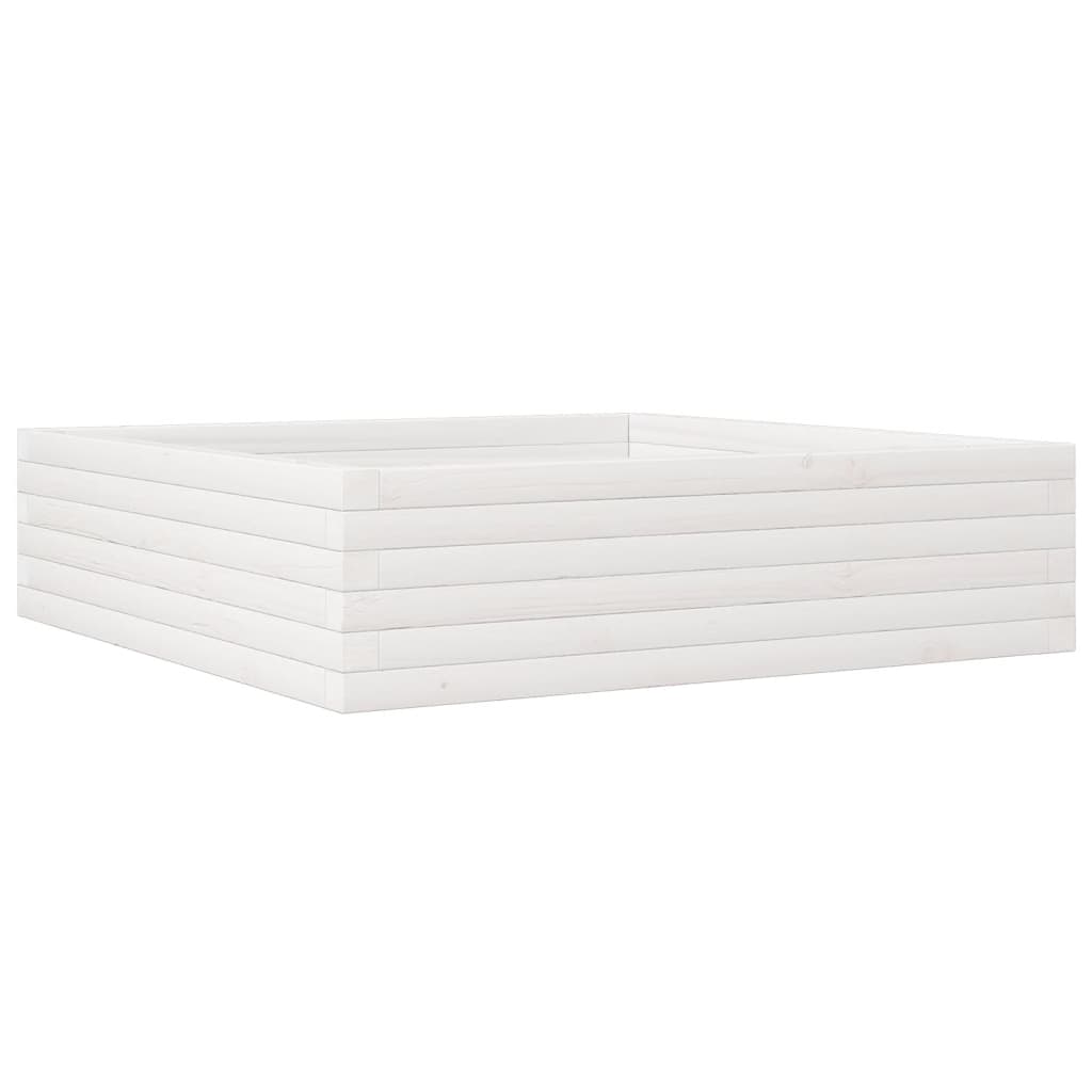 Sodo lovelis, baltas, 90x90x23cm, pušies medienos masyvas