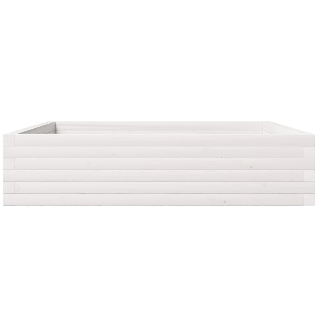 Sodo lovelis, baltas, 100x100x23cm, pušies medienos masyvas