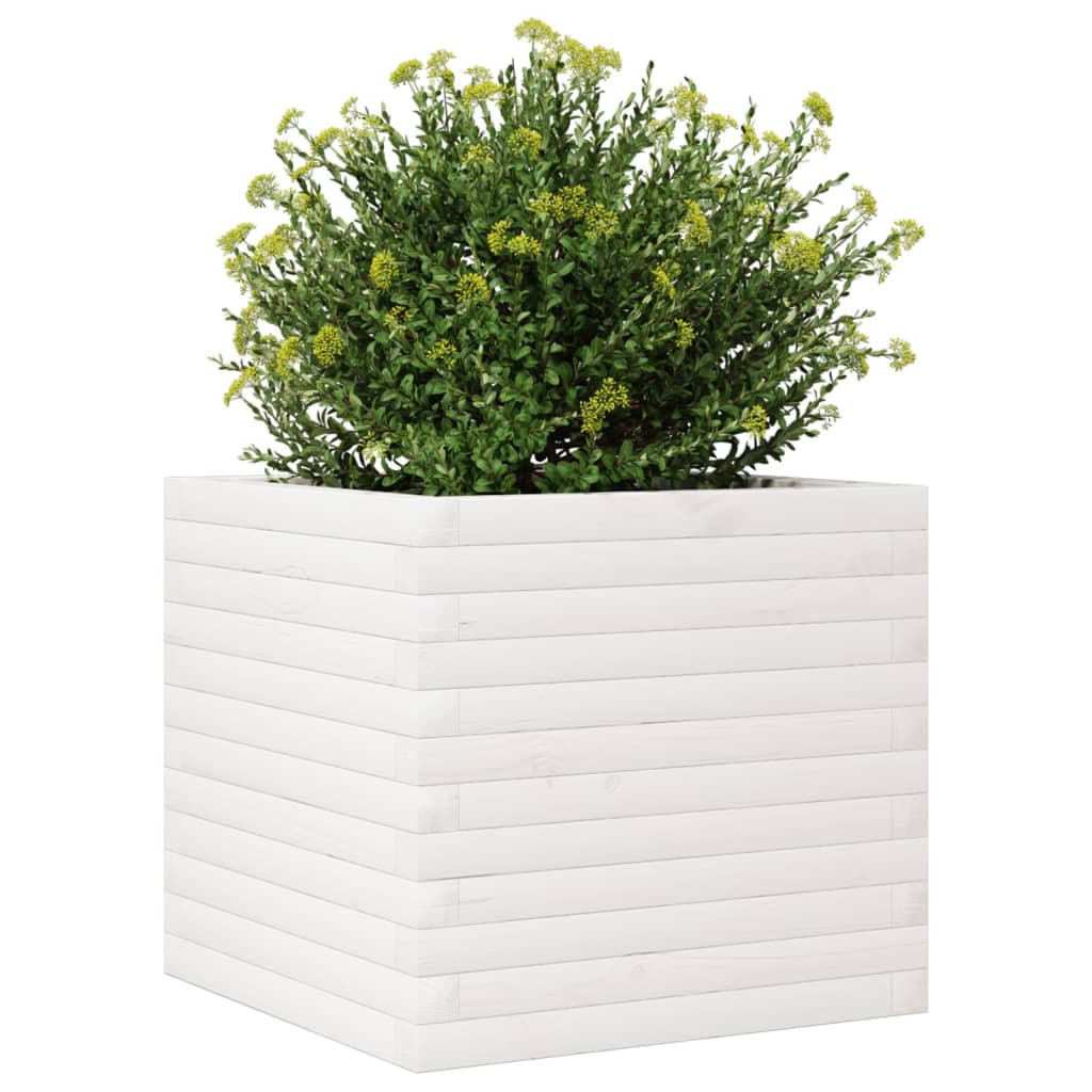 Sodo lovelis, baltas, 50x50x45,5cm, pušies medienos masyvas