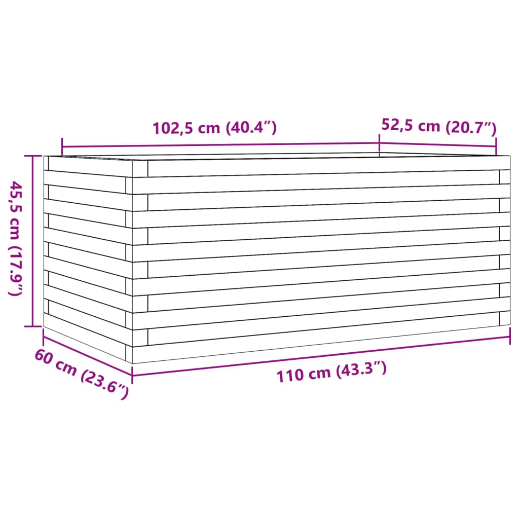 Sodo lovelis, baltas, 110x60x45,5cm, pušies medienos masyvas