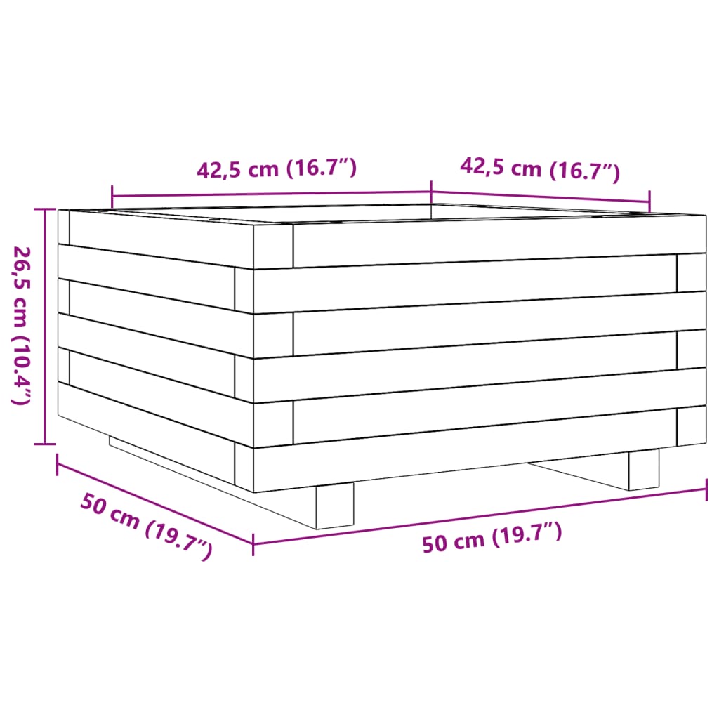 Sodo lovelis, 50x50x26,5cm, impregnuota pušies mediena