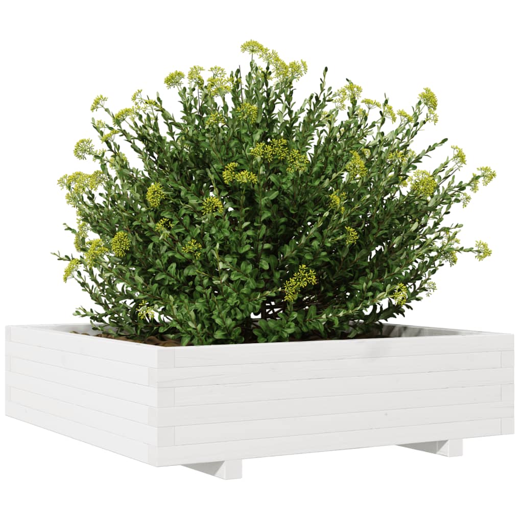 Sodo lovelis, baltas, 90x90x26,5cm, pušies medienos masyvas