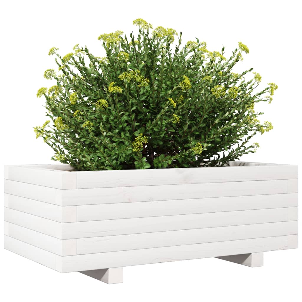 Sodo lovelis, baltas, 70x40x26,5cm, pušies medienos masyvas