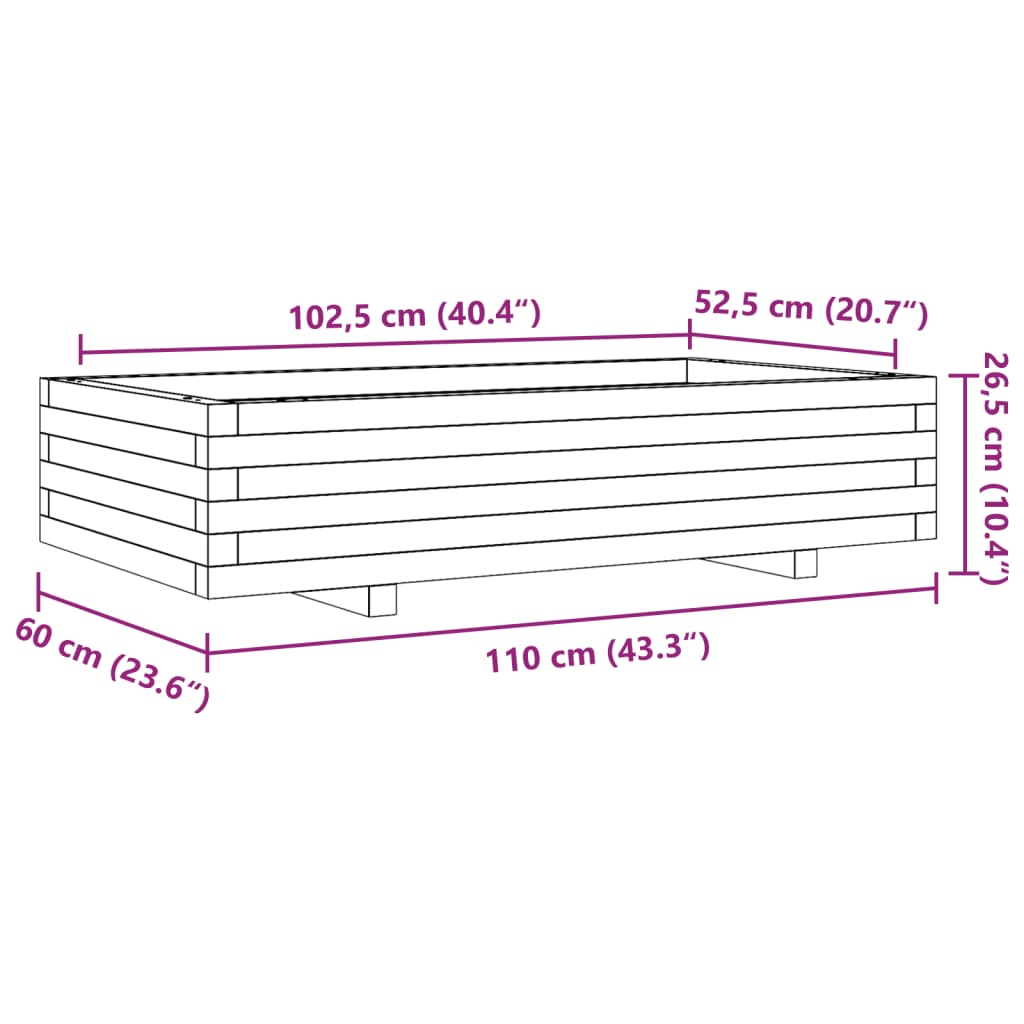 Sodo lovelis, baltas, 110x60x26,5cm, pušies medienos masyvas