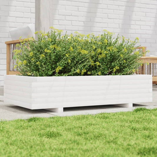 Sodo lovelis, baltas, 110x60x26,5cm, pušies medienos masyvas