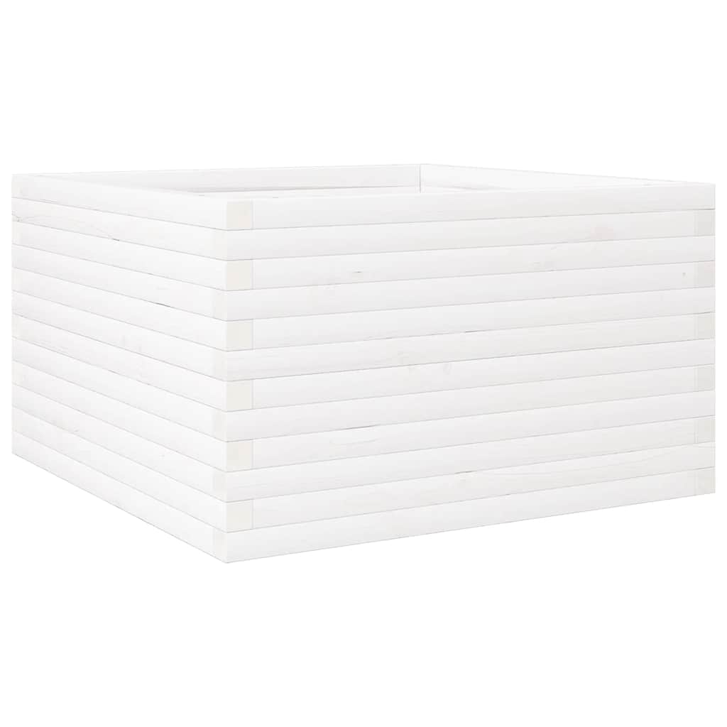 Sodo lovelis, baltas, 80x80x46cm, pušies medienos masyvas