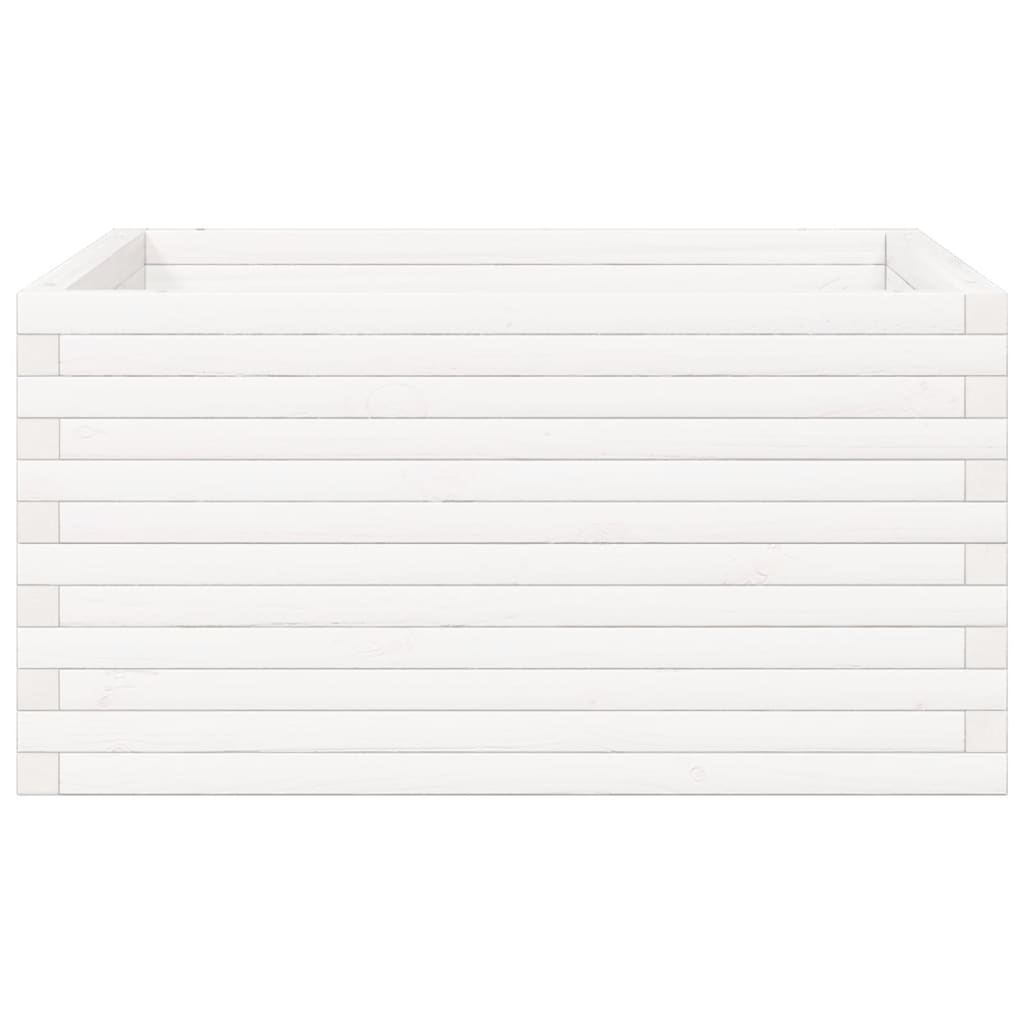 Sodo lovelis, baltas, 90x90x46cm, pušies medienos masyvas