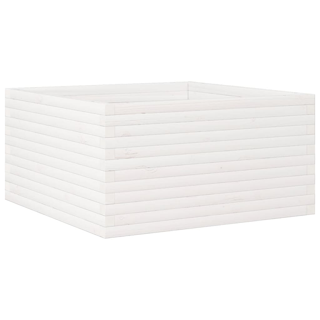 Sodo lovelis, baltas, 90x90x46cm, pušies medienos masyvas