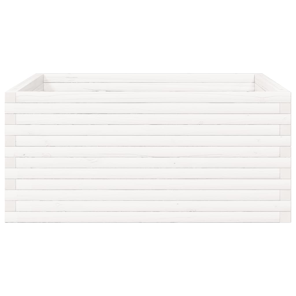 Sodo lovelis, baltas, 100x100x46cm, pušies medienos masyvas