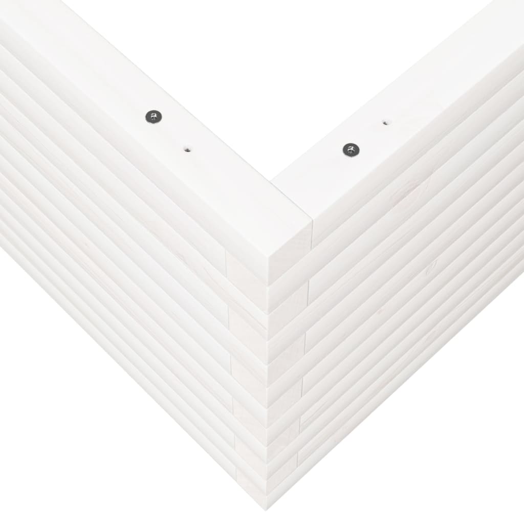 Sodo lovelis, baltas, 100x100x46cm, pušies medienos masyvas