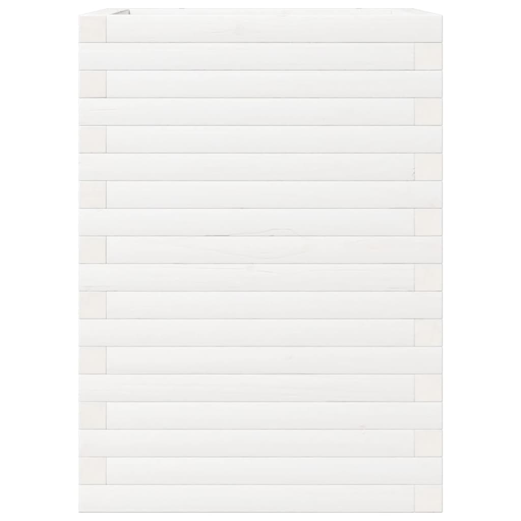 Sodo lovelis, baltas, 50x50x68,5cm, pušies medienos masyvas