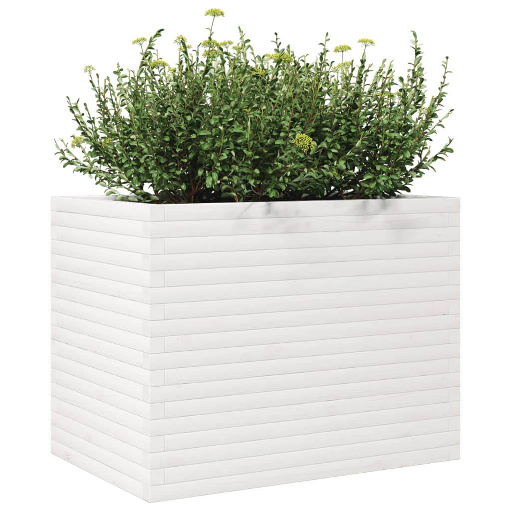 Sodo lovelis, baltas, 90x60x68,5cm, pušies medienos masyvas