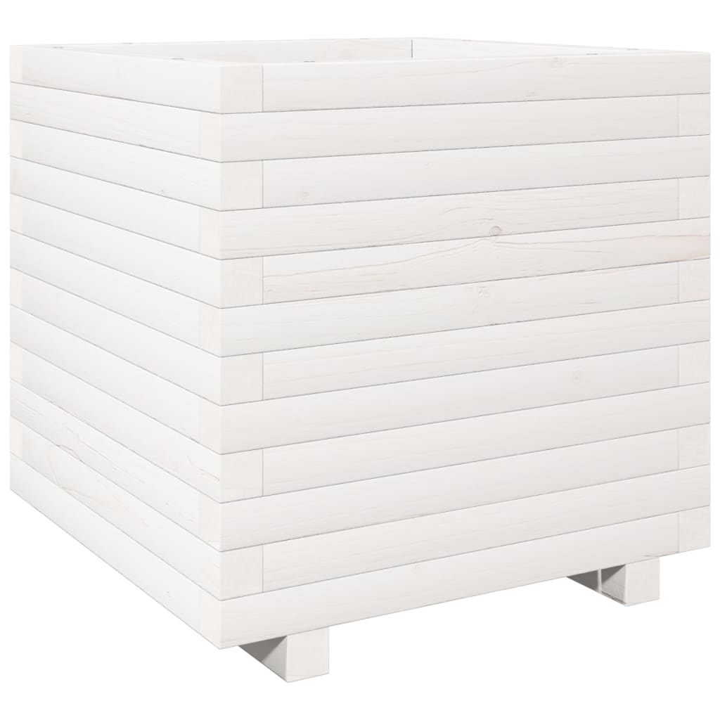 Sodo lovelis, baltas, 50x50x49,5cm, pušies medienos masyvas
