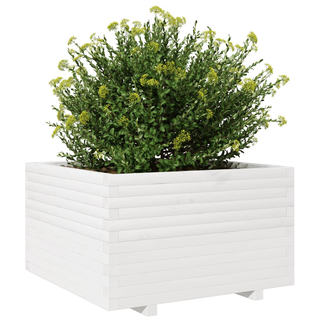 Sodo lovelis, baltas, 80x80x49,5cm, pušies medienos masyvas