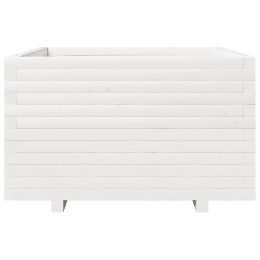 Sodo lovelis, baltas, 80x80x49,5cm, pušies medienos masyvas
