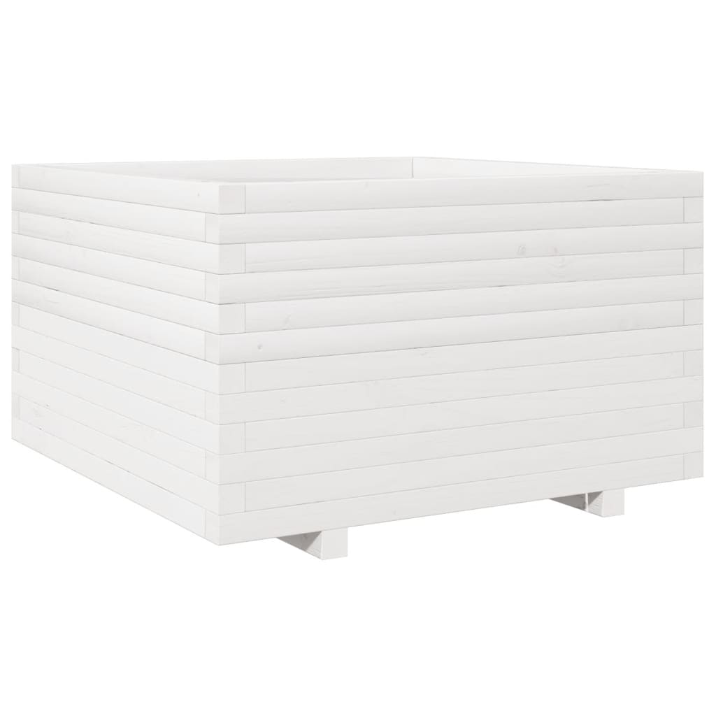Sodo lovelis, baltas, 80x80x49,5cm, pušies medienos masyvas