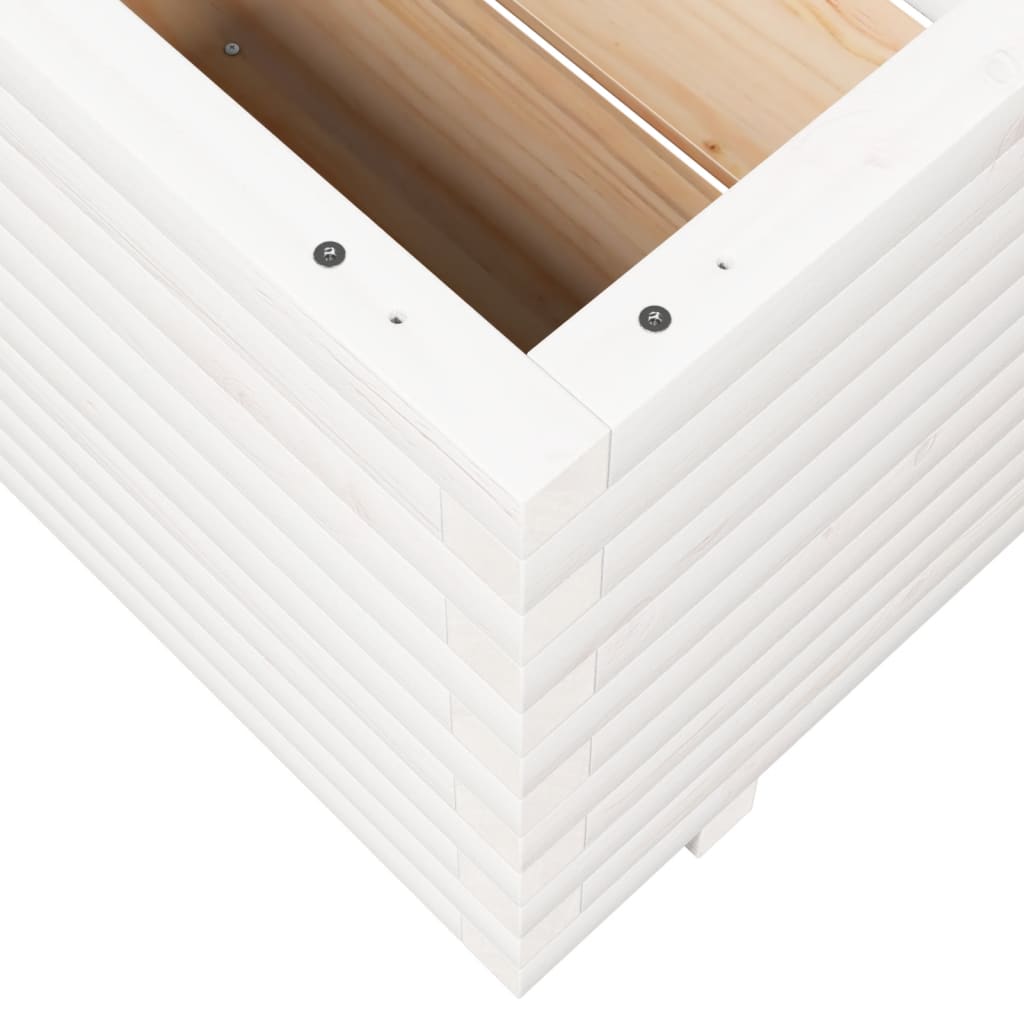 Sodo lovelis, baltas, 110x110x49,5cm, pušies medienos masyvas