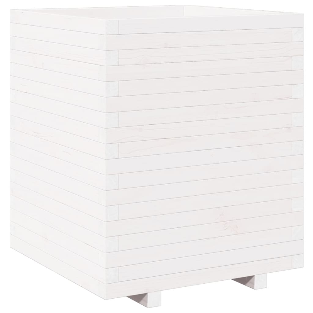 Sodo lovelis, baltas, 60x60x72,5cm, pušies medienos masyvas