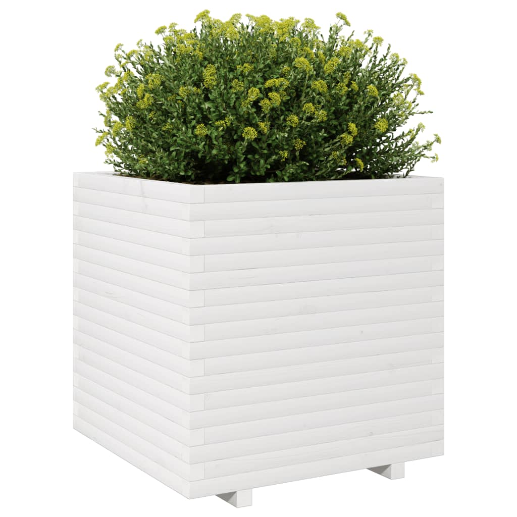 Sodo lovelis, baltas, 70x70x72,5cm, pušies medienos masyvas