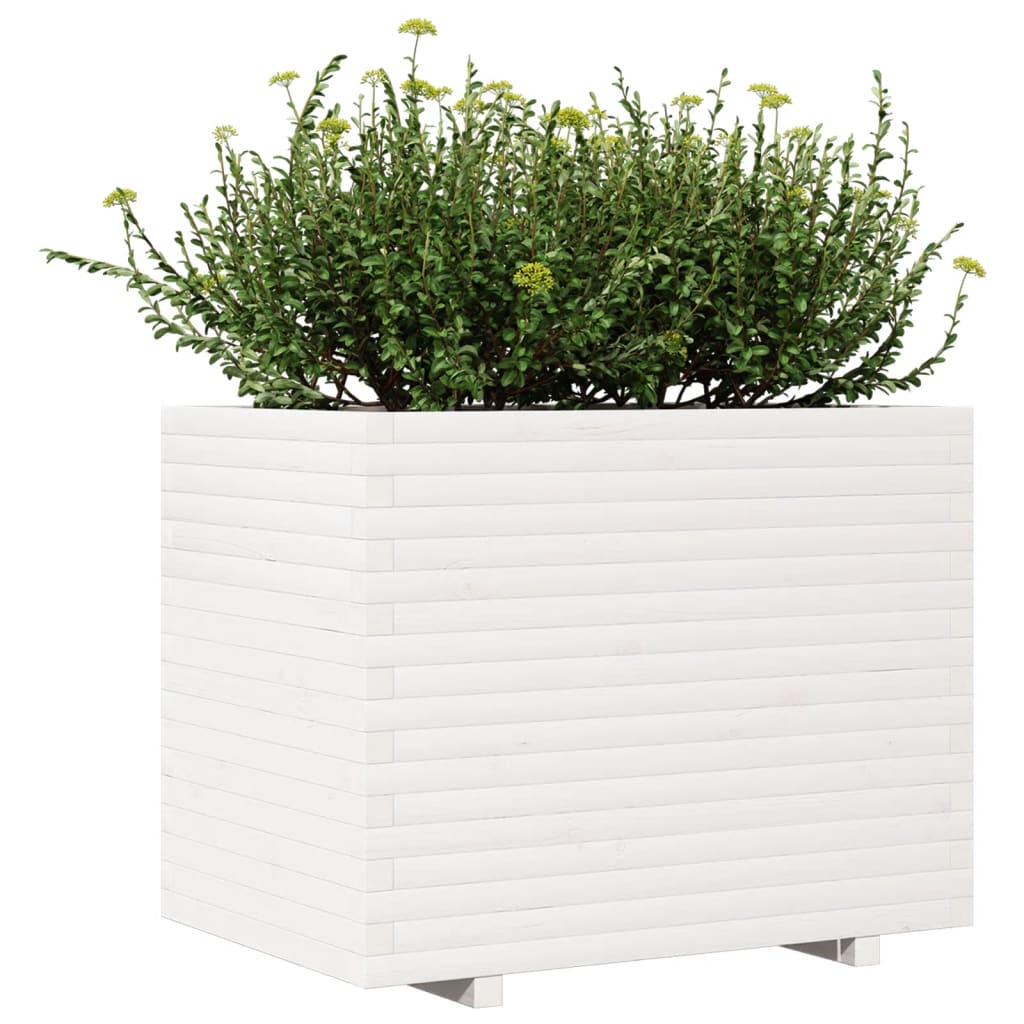 Sodo lovelis, baltas, 90x60x72,5cm, pušies medienos masyvas