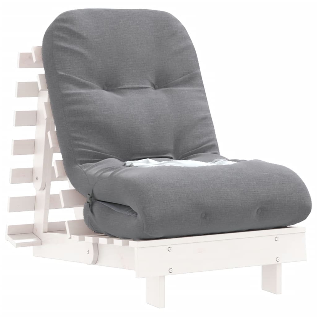 Futono sofa-lova su čiužiniu, balta, 60x206x11cm, pušis