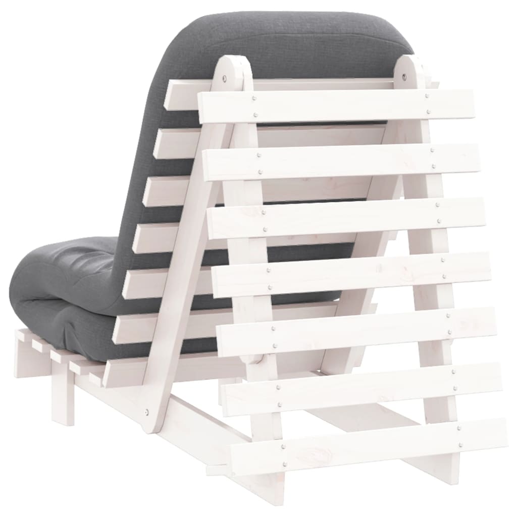 Futono sofa-lova su čiužiniu, balta, 60x206x11cm, pušis