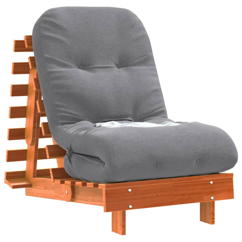 Futono sofa-lova su čiužiniu, vaško ruda, 60x206x11cm, pušis