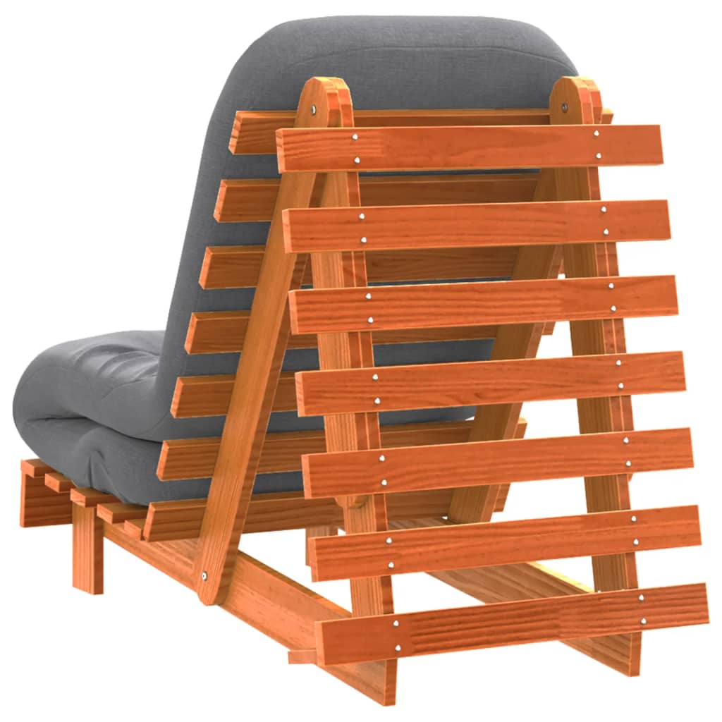 Futono sofa-lova su čiužiniu, vaško ruda, 60x206x11cm, pušis