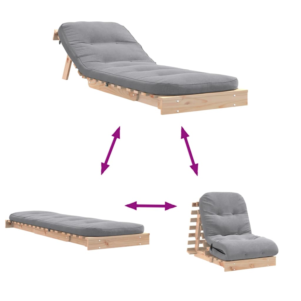 Futono sofa-lova su čiužiniu, 70x206x11cm, pušies masyvas