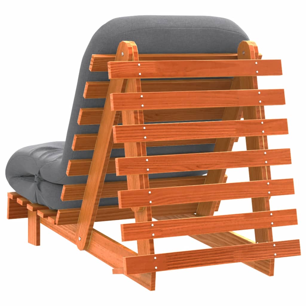 Futono sofa-lova su čiužiniu, vaško ruda, 70x206x11cm, pušis