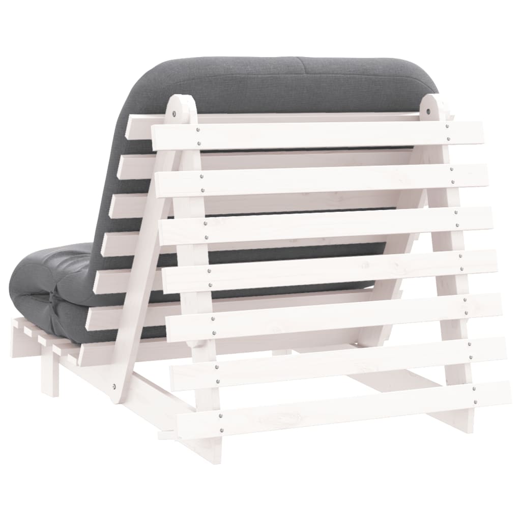 Futono sofa-lova su čiužiniu, balta, 80x206x11cm, pušis