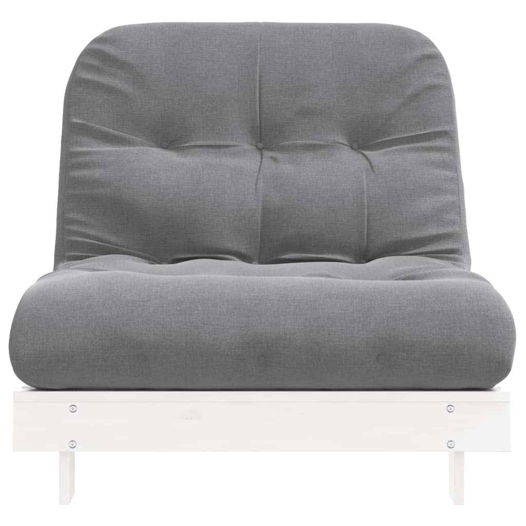 Futono sofa-lova su čiužiniu, balta, 90x206x11cm, pušis