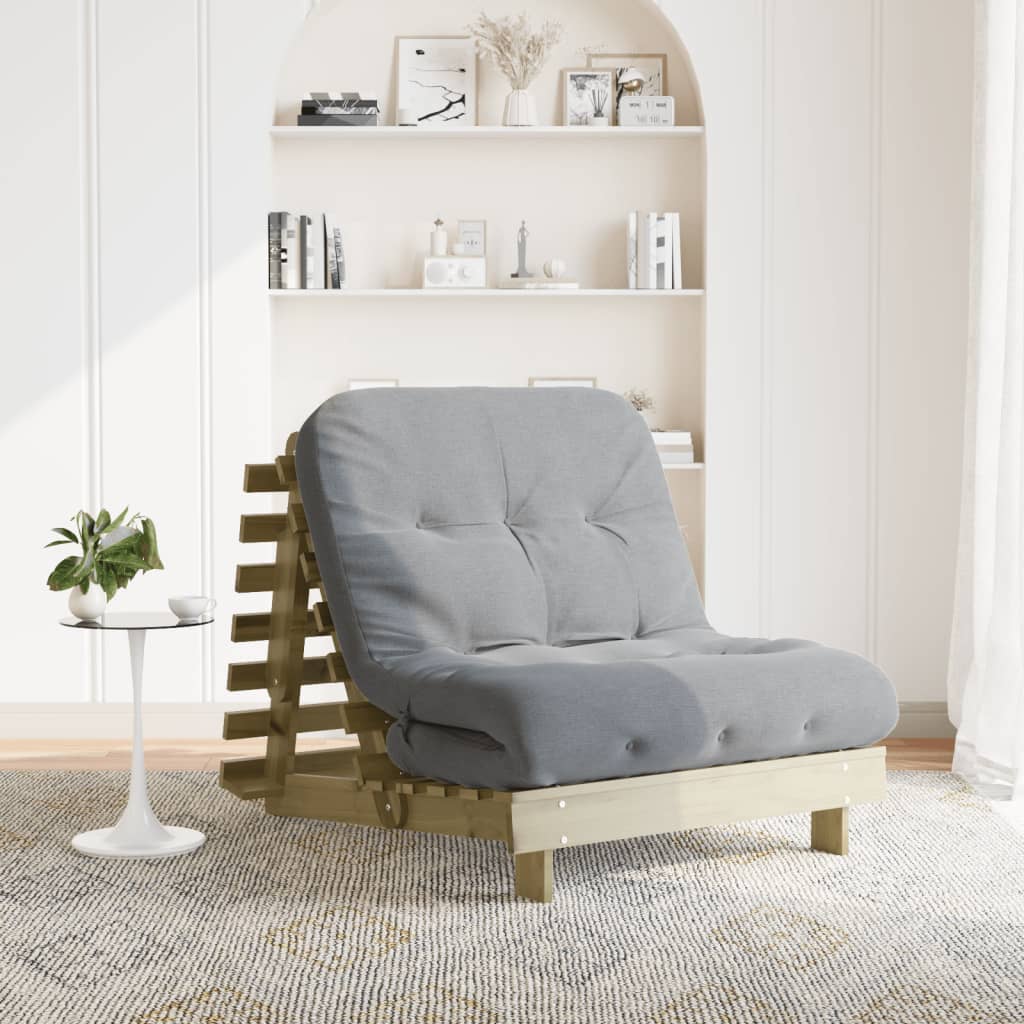 Futono sofa-lova su čiužiniu, 90x206x11cm, impregnuota pušis