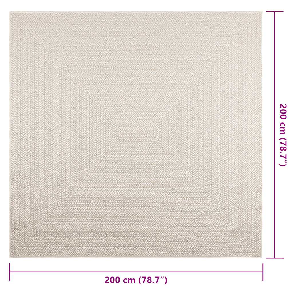 Kilimas ZIZUR, 200x200 cm, džiuto imitacija, vidaus ir lauko