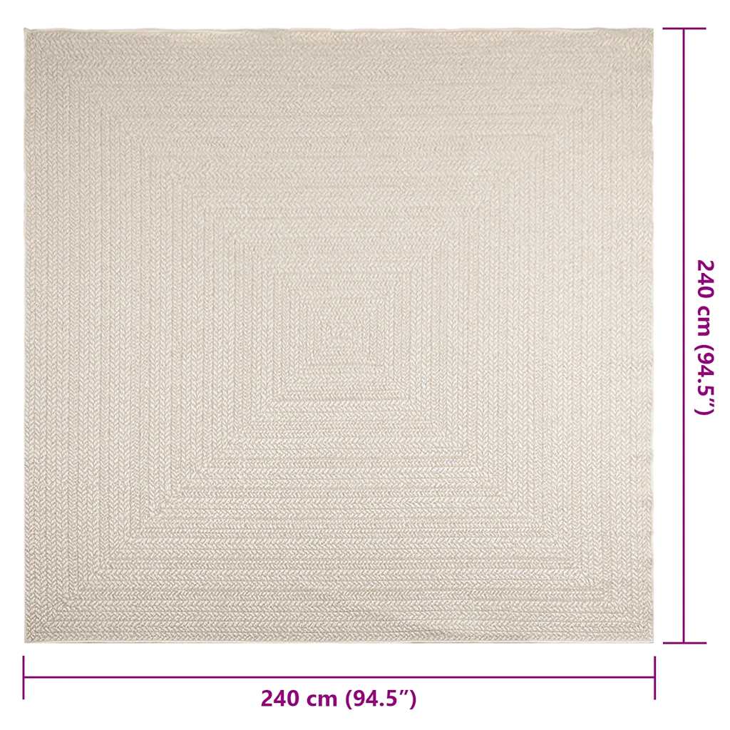 Kilimas ZIZUR, 240x240 cm, džiuto imitacija, vidaus ir lauko