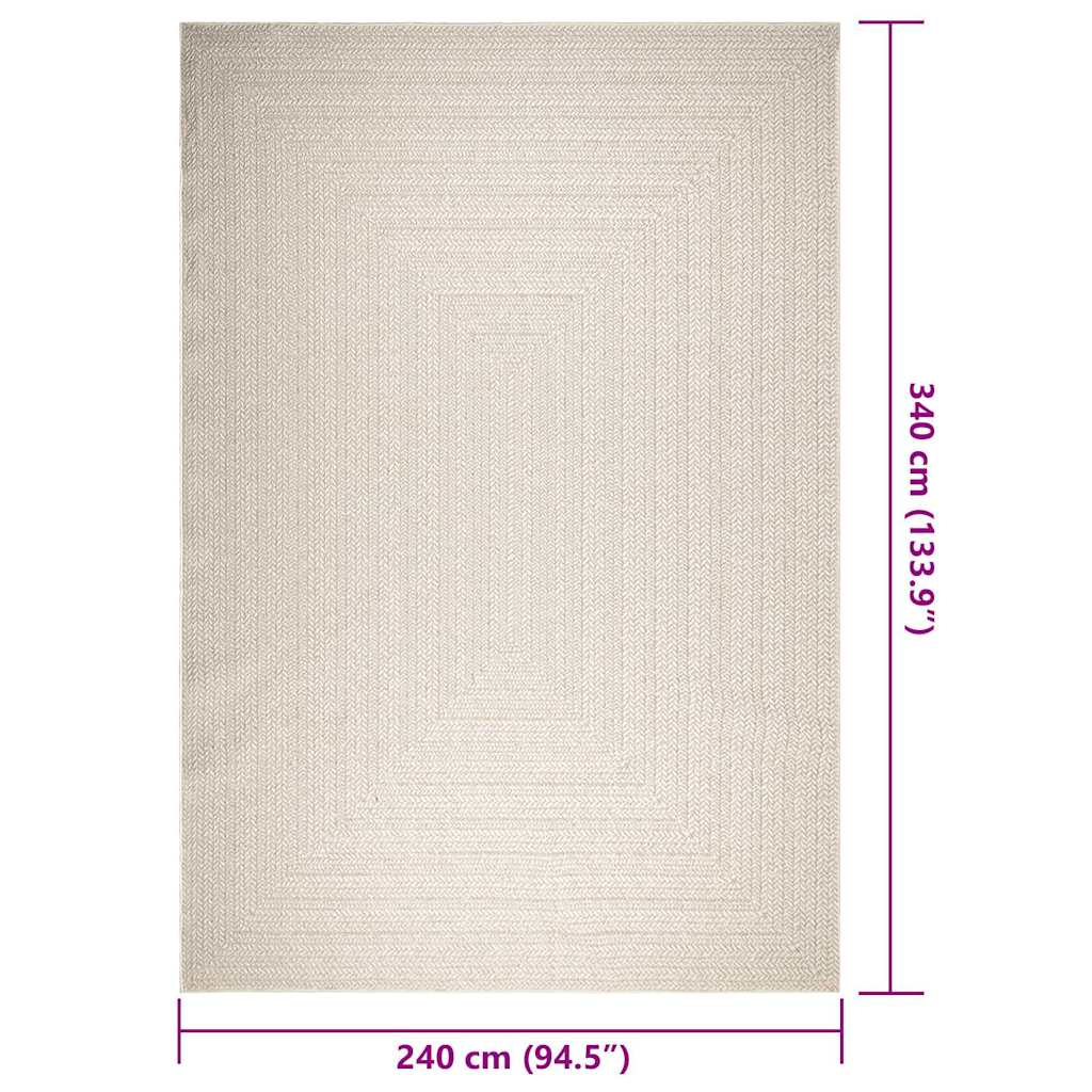Kilimas ZIZUR, 240x340 cm, džiuto imitacija, vidaus ir lauko
