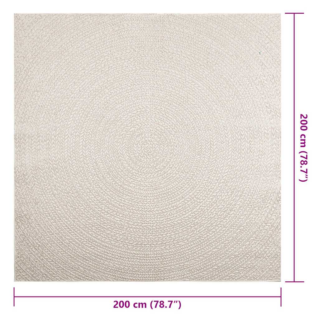 Kilimas ZIZUR, 200x200 cm, džiuto imitacija, vidaus ir lauko
