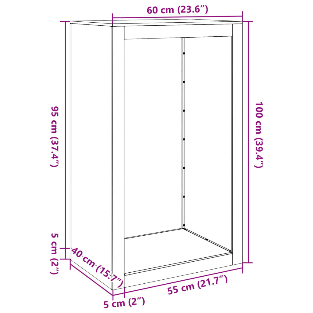 Stovas malkoms, antracito spalvos, 60x40x100cm, plienas