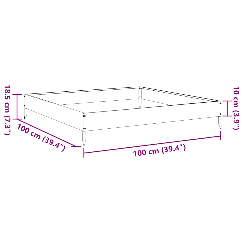 Aukštas sodo lovelis, 100x100x18,5cm, galvanizuotas plienas