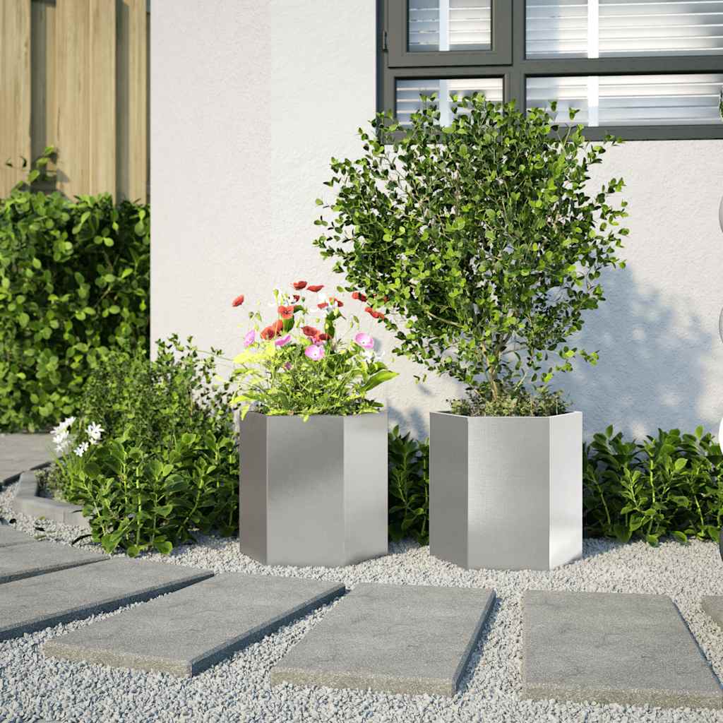 sodo sodinukai 2 vnt šešiakampis 46x40x45cm nerūdijančio plieno