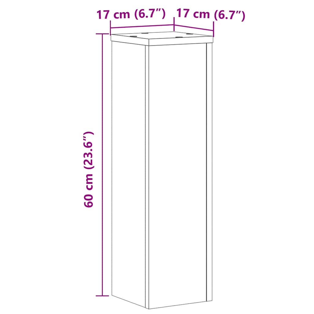 Stovai augalams, 2vnt., balti, 17x17x60cm, apdirbta mediena
