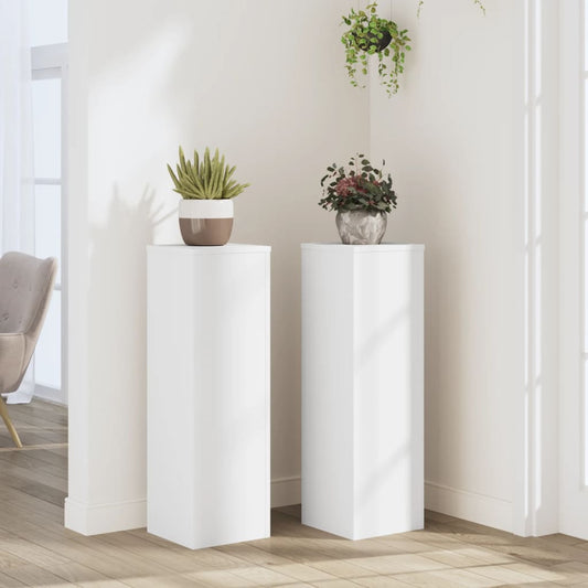 Stovai augalams, 2vnt., balti, 25x25x80cm, apdirbta mediena