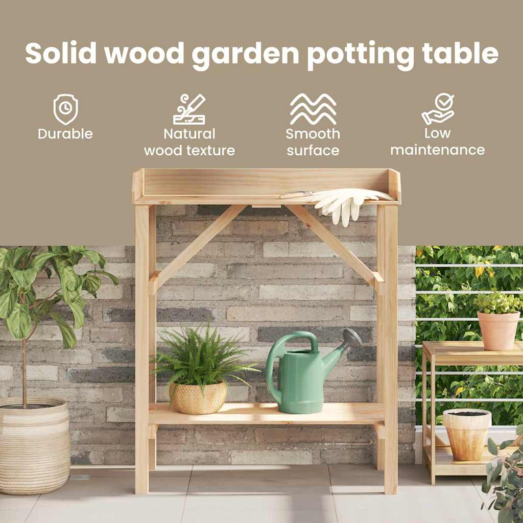 Sodo darbo stalas 75x40x90 cm Iš kietos pušies medienos