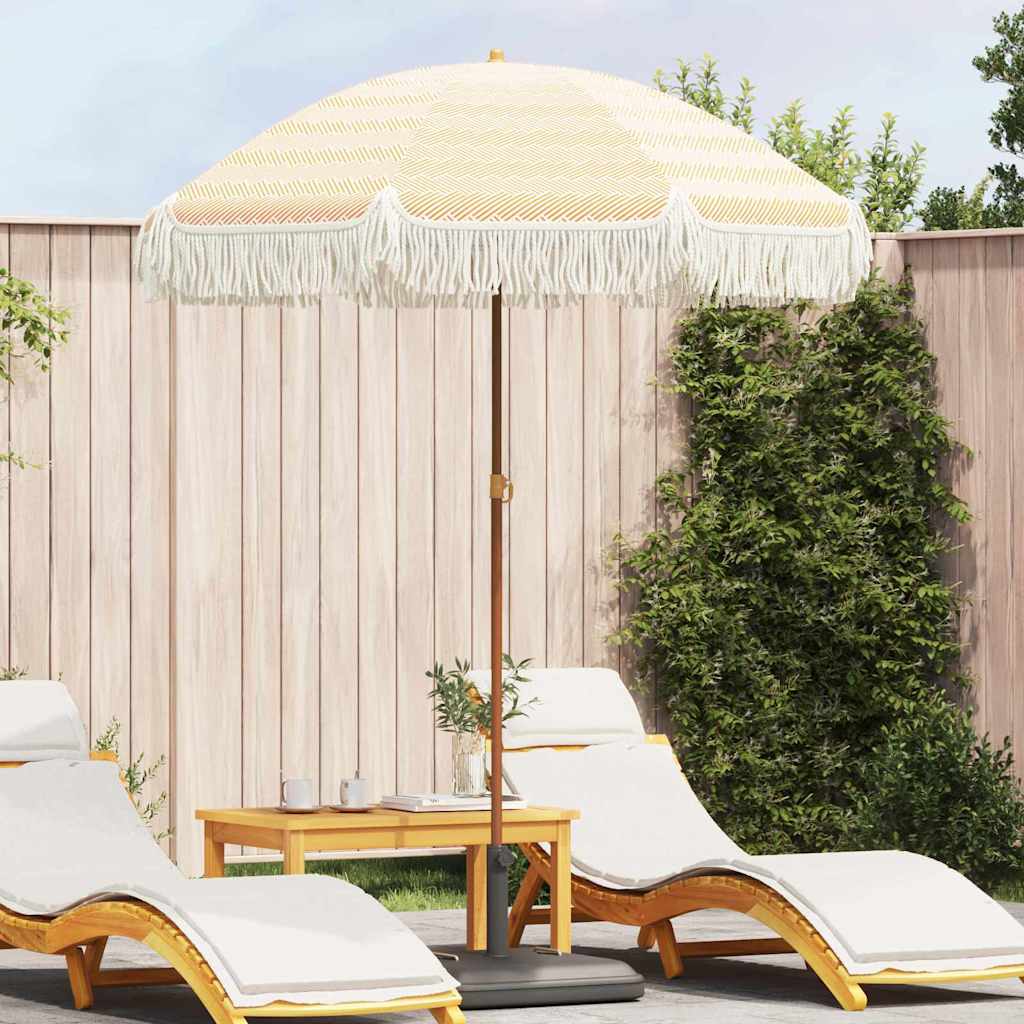 Skėtis nuo saulės Geltona ir balta Ø 160 x 195 cm Plienas