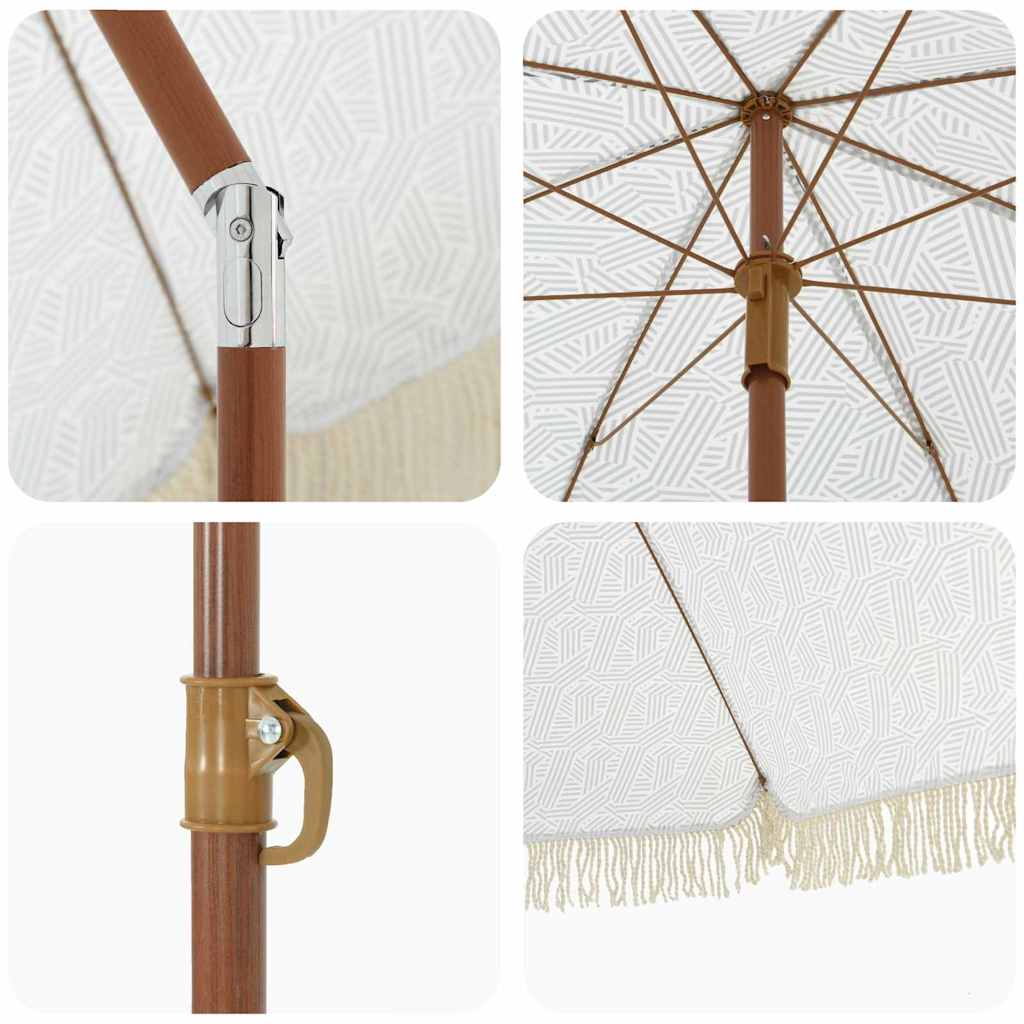 Skėtis nuo saulės Pilka ir balta Ø 160 x 195 cm Plienas