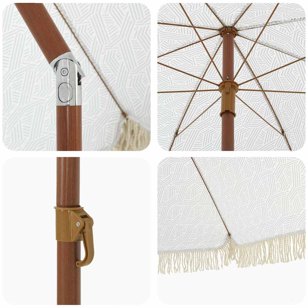 Skėtis nuo saulės Pilka ir balta Ø 205 x 209 cm Plienas