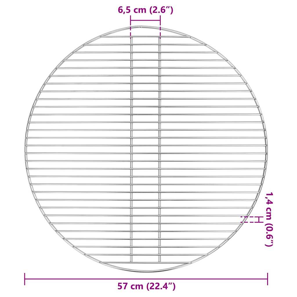 BBQ groteles Sidabrinė Ø57 cm Nerūdijantis plienas