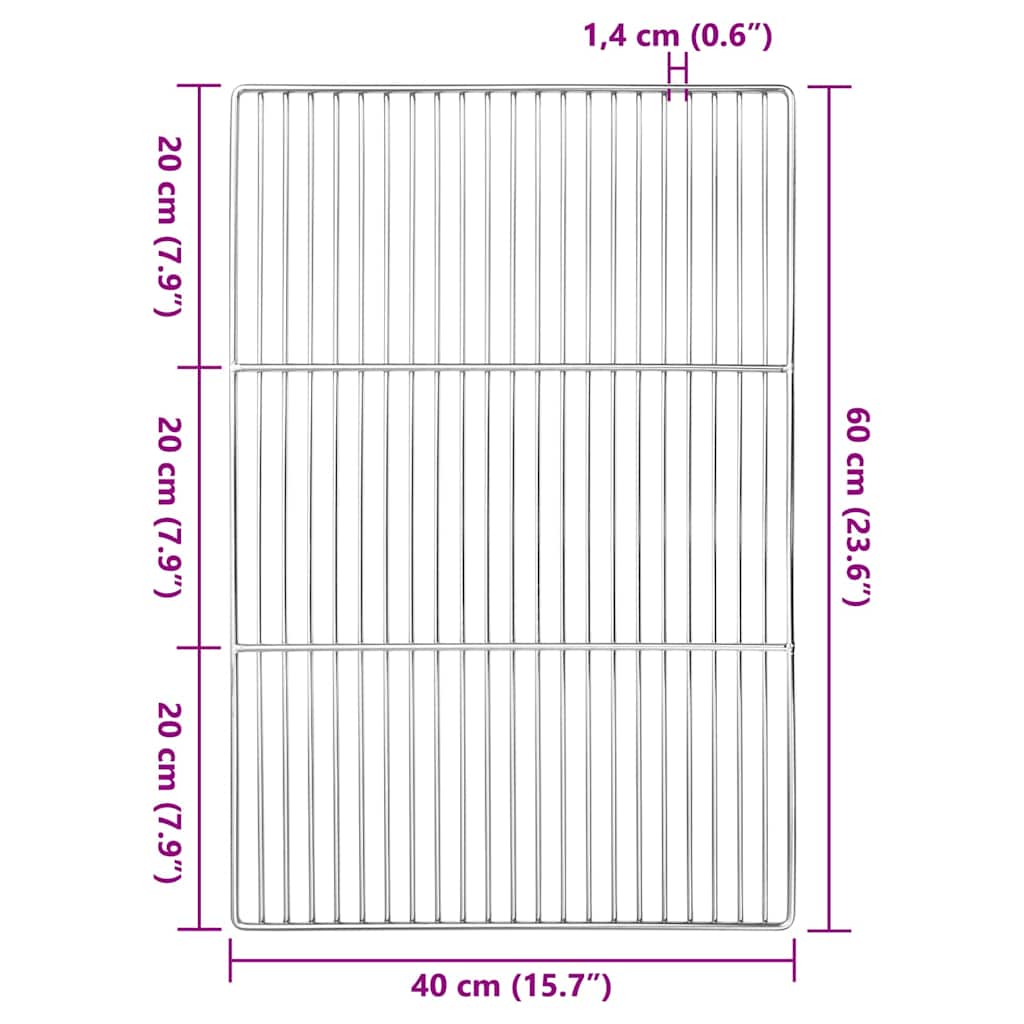 BBQ Grill Grate with Handles Stačiakampis 60x40 cm 304 Nerūdijantis plienas