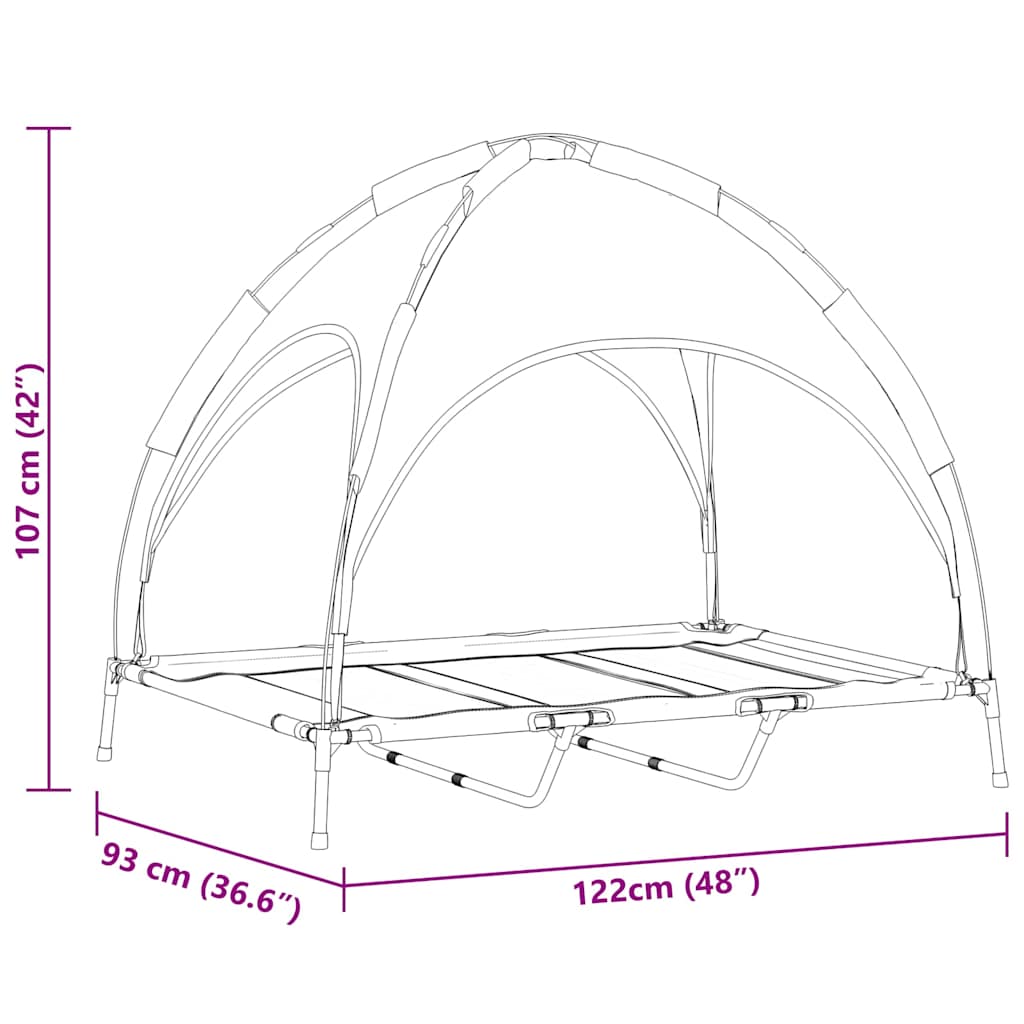 pakelta šunų lova su nuimamu stogu Juoda XL Plienas